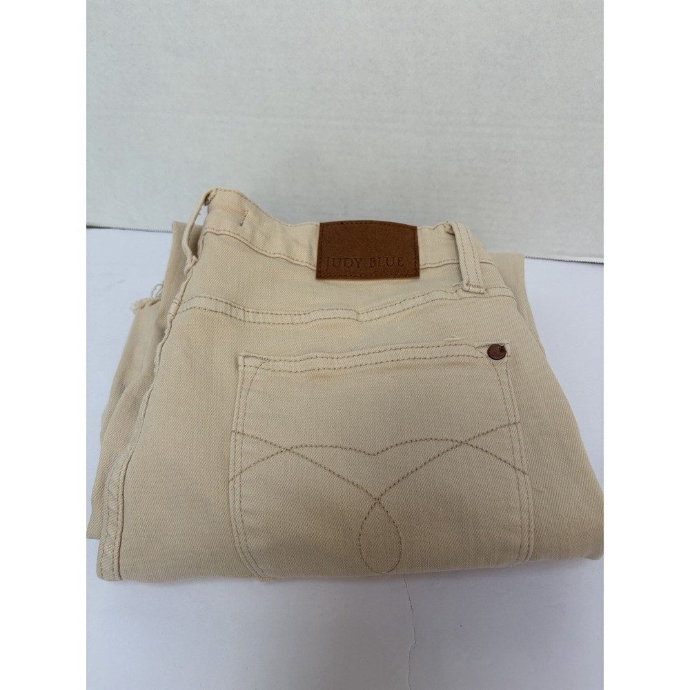 Judy Blue Jeans 13/31 Garment Dyed Beige High Rise Crop Raw Frey Hem JB88802C